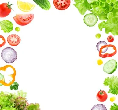 Mixed falling vegetable slices Stock Photos