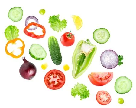 Mixed falling vegetables Foto stock