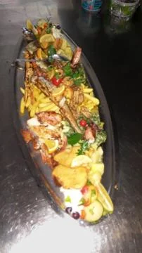 Mixed Fish Platter Served Fresh 库存照片