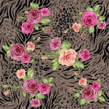 Mixed floral pattern Illustrazione stock
