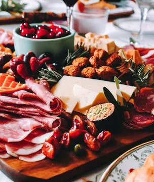 Mixed food on a table Stock Photos
