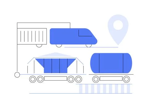 Mixed freight train abstract concept vector illustration. Stock Illustration