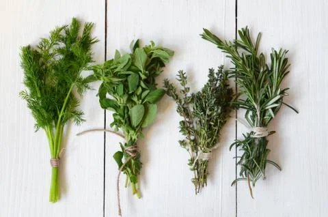 Mixed fresh herbs Stock Photos