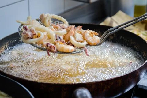 Mixed fried fish Stock Photos