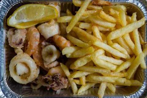 Mixed fried fish Stock Photos