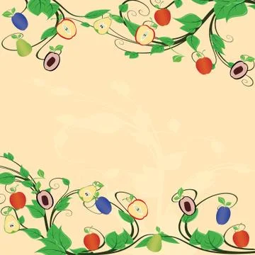 Mixed fruit background Stock Illustration