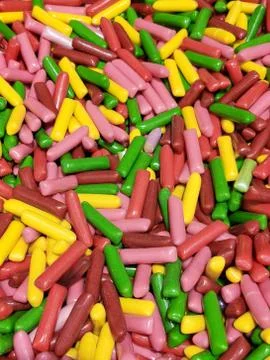 Mixed Fruit gummies large plan Stock Photos