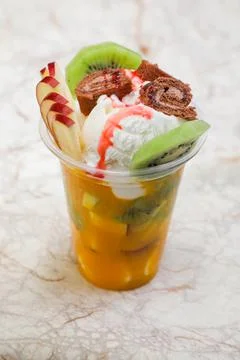 Mixed fruit juice in cup Stock Photos