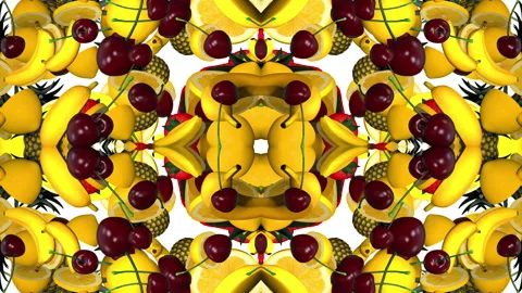 Mixed Fruit Kaleidoscope Pattern Stock Footage 244658458