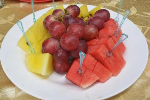 Mixed Fruit in a plate Stock Photos