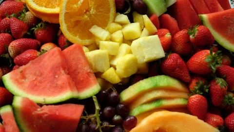 Mixed fruit platter Stock Photos