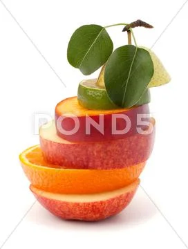 Mixed fruit slices Stock Photos