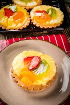 Mixed fruit tart. Stock Photos