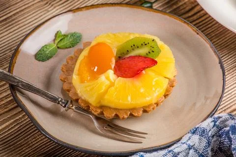 Mixed fruit tart. Stock Photos