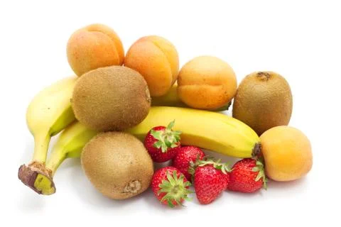 Mixed fruit on a white background Stock Photos