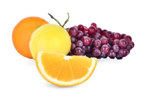 Mixed Fruit on white background Stock Photos