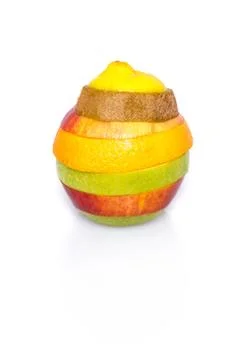 Mixed fruit on white Stock Photos