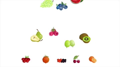 Mixed fruits falling down on white background with motion animation Stock-Footage 219558586