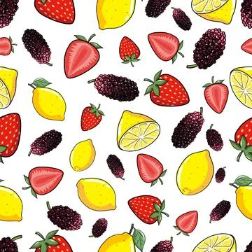 Mixed Fruits Pattern Stock Illustration