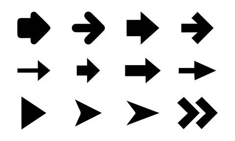 Mixed Geometric Arrow and Triangle Pointing Icons 스톡 일러스트