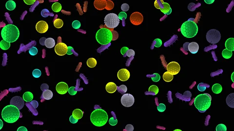 Mixed Germs Bacteria Virus Floating around Stock-Footage 132716002