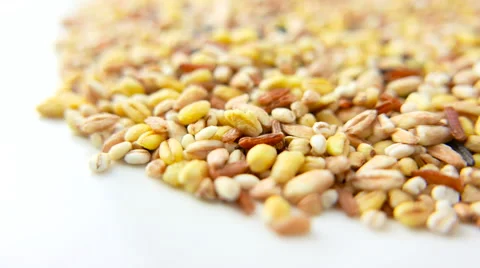 Mixed Grain Rotating on White Background - Healthy Foods Stock-Footage 62026256