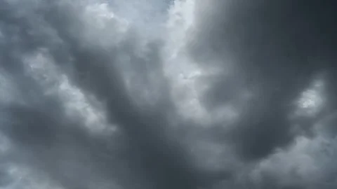 Mixed gray rainstorm clouds moving rom left to right across the sky Stock Footage 311128584
