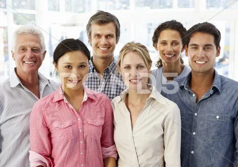 Mixed group business people in office Stock Photos