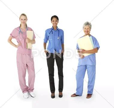 Mixed group of female medical professionals Stock Photos