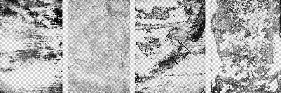 Mixed Grunge Texture Overlay Bundle with Cracks, Rough Damage and Dust Noise Stock Illustration