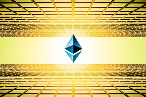 Mixed image which are ethereum crypto currency and abstract blue background Foto stock