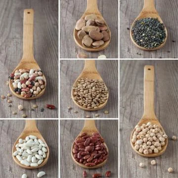 Mixed legumes collage Stock Photos