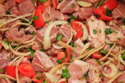 Mixed Meat Kebabs 스톡 사진