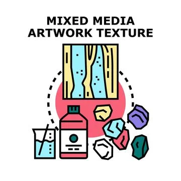 Mixed media artwork texture creative process Stock Illustration