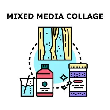 Mixed media collage concept creating unique artwork Stock Illustration