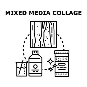 Mixed media collage concept creating unique artwork Stock Illustration