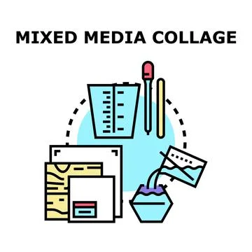 Mixed media collage concept illustration with creative supplies Stock Illustration