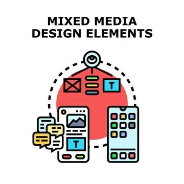 Mixed media design elements developing app content イラスト素材