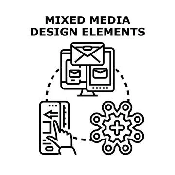 Mixed media design elements for digital communication and interface developme Stock Illustration