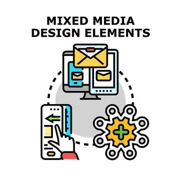 Mixed media design elements for digital communication and interface developme 스톡 일러스트