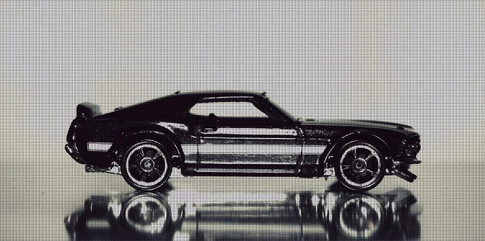 Mixed Media Rendering of a 1970s Model American Muscle Car 스톡 일러스트
