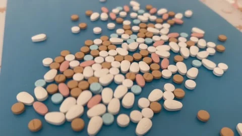 Mixed medicine, differen colors, sizes and shapes Stock Footage 276348890