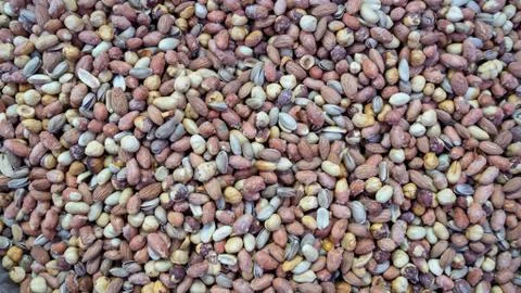 Mixed Nuts Background. Mixed dry nuts. Various nuts. Stock Photos