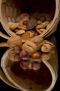 Mixed nuts in basket Stock Photos
