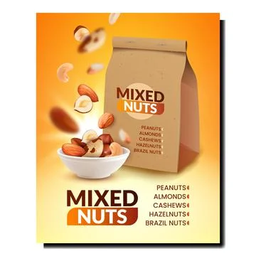 Mixed Nuts Blank Package Promotion Banner Vector Stock Illustration