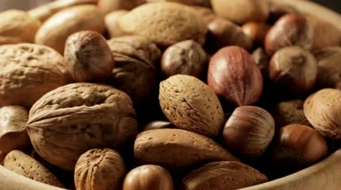 Mixed Nuts close up in bowl Video stock 10863807
