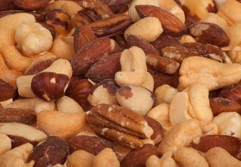 Mixed nuts closeup Stock Photos