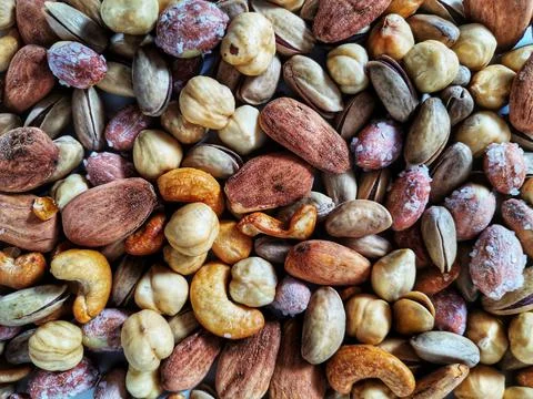 Mixed nuts. Nuts shop. Stock Photos