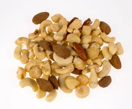 Mixed Nuts on White Background Stock Photos
