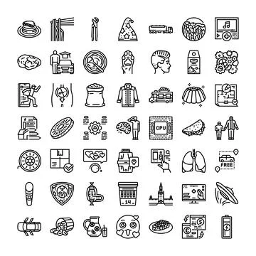 Mixed outline graphics collection for various concepts Stock Illustration